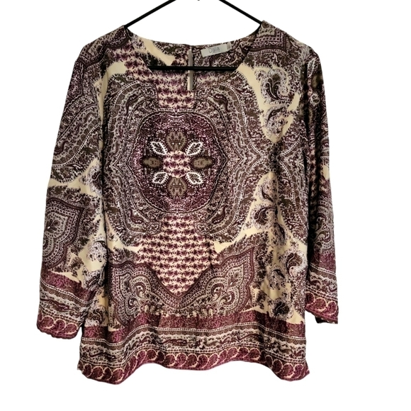 Dalia size large polyester abstract pattern multi color shirt. Button closure - Picture 7 of 7